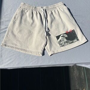 Graphic Print Beige Men Shorts
